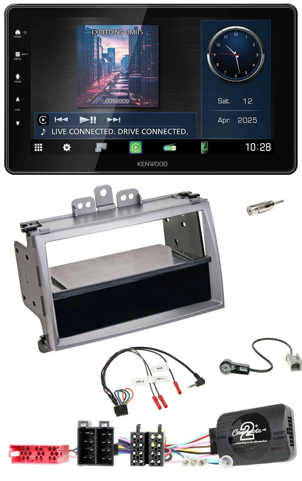 Kenwood Lenkrad Bluetooth USB DAB Autoradio für Hyundai i20 ISO 2009-2011 silber