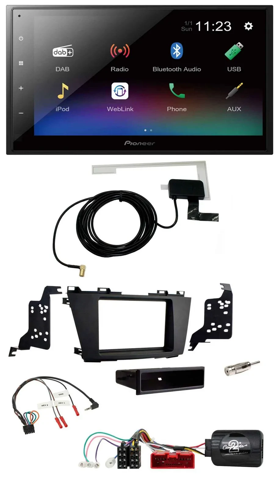 Pioneer DAB Lenkrad Bluetooth 2DIN USB Autoradio für Mazda 5 2010-2015