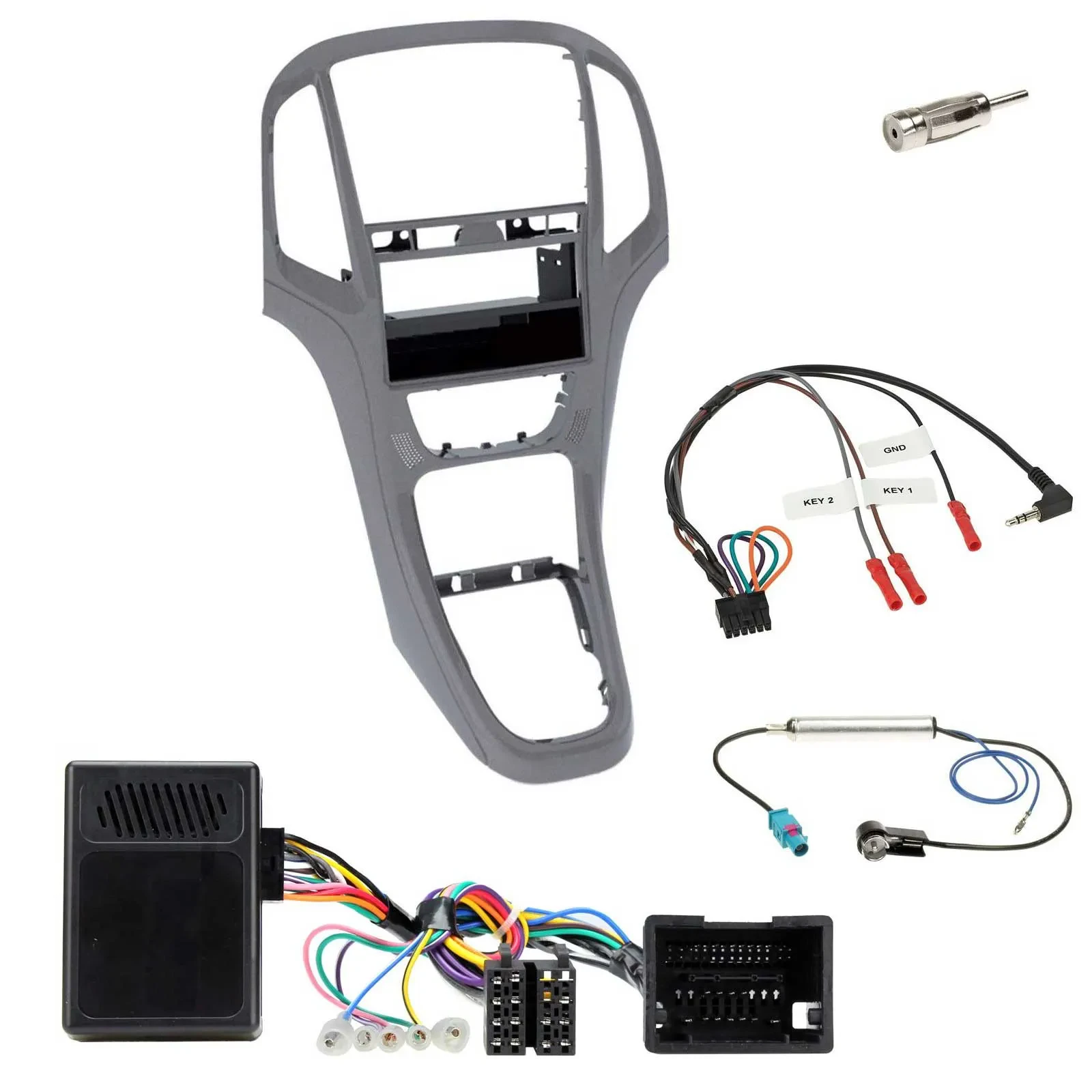 Einbauset Lenkradadapter DIN Autoradio für Opel Astra J ab 2009 Titan grau
