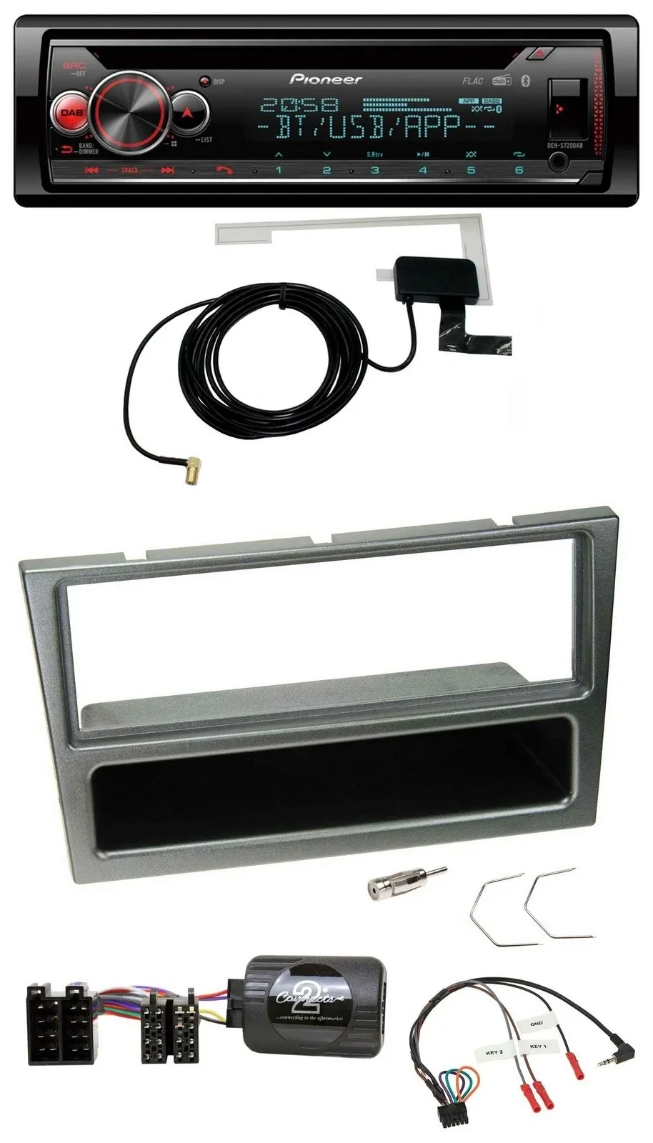 Автомагнитола для Opel Corsa C (2000–2004) Pioneer DAB, CD, USB, Bluetooth, алюминий