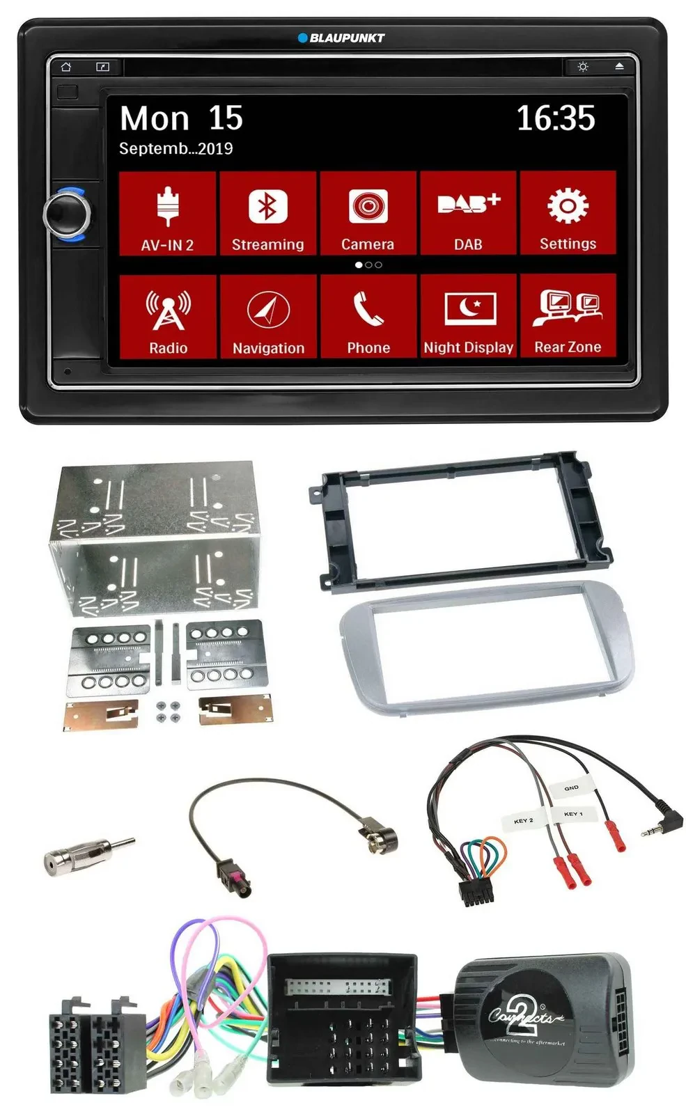 Blaupunkt Lenkrad DAB TMC 2DIN USB Bluetooth Navigation für Ford Mondeo S-Max Pr