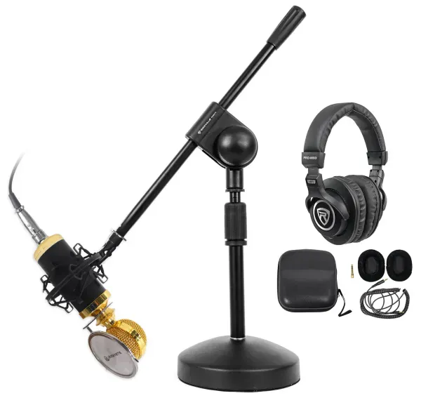 Rockville PC Gaming Streaming Twitch Bundle: RCM02 Microphone+Headphones+Stand