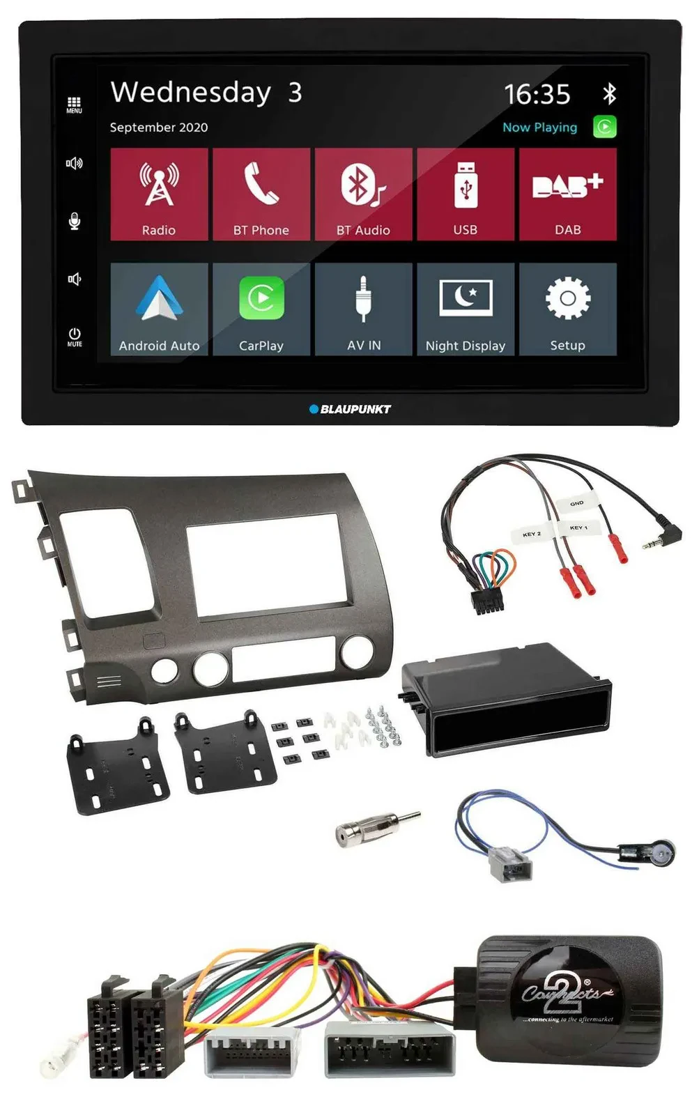 Blaupunkt DAB Bluetooth USB Lenkrad 2DIN Autoradio für Honda Civic 06-10 Hybrid