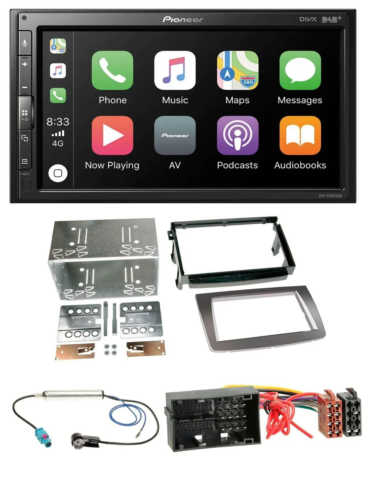 Автомагнитола для Alfa Romeo Mito (с 2014, 955) Pioneer 2DIN, USB, MP3, DAB, Bluetooth, серебристый