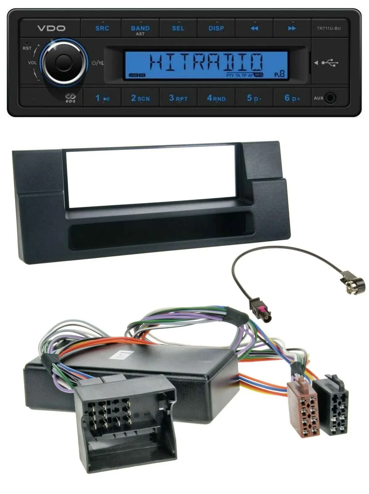 VDO AUX 1DIN MP3 USB Autoradio für BMW X5 E53 5er E39 Ablagefach Quadlock Aktivs