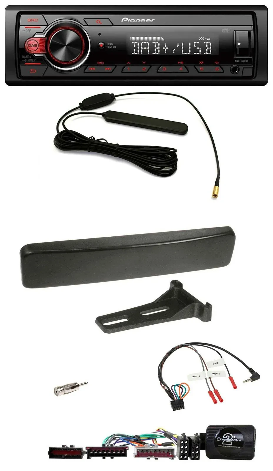 Pioneer MP3 DAB 1DIN Lenkrad USB Autoradio für Ford Focus Mondeo schwarz