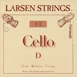 Larsen Strings Original Cello D String 12 Size, Medium Steel, Ball End