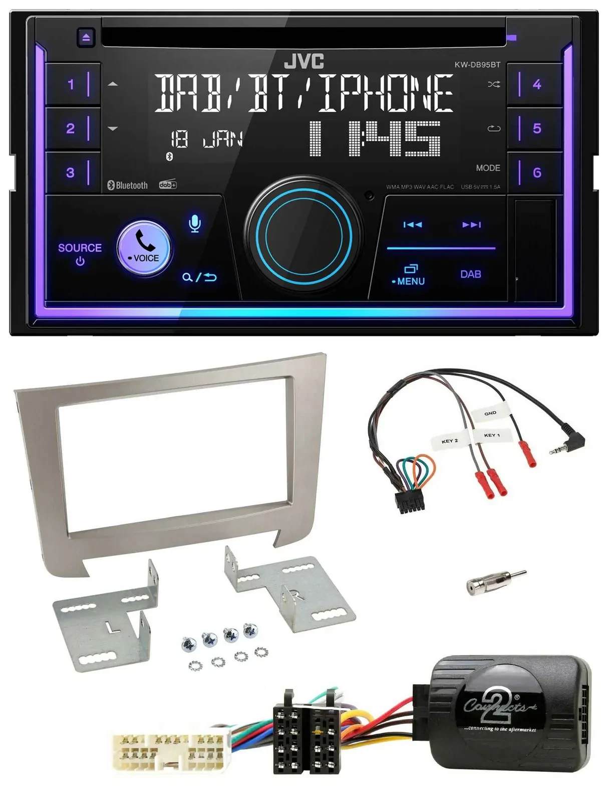 JVC Lenkrad USB 2DIN DAB Bluetooth CD Autoradio für SSangYong Rexton Telefontast