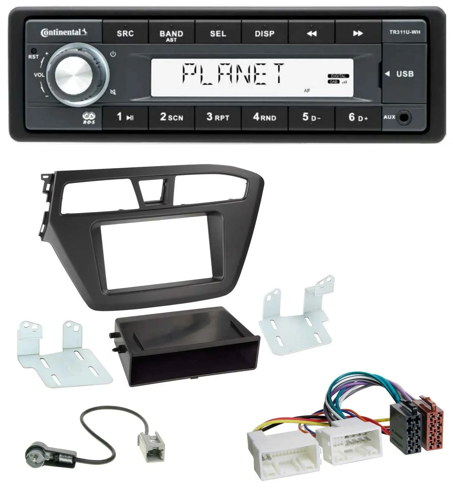 Continental USB MP3 AUX 1DIN Autoradio für Hyundai i20 (2014-2020)