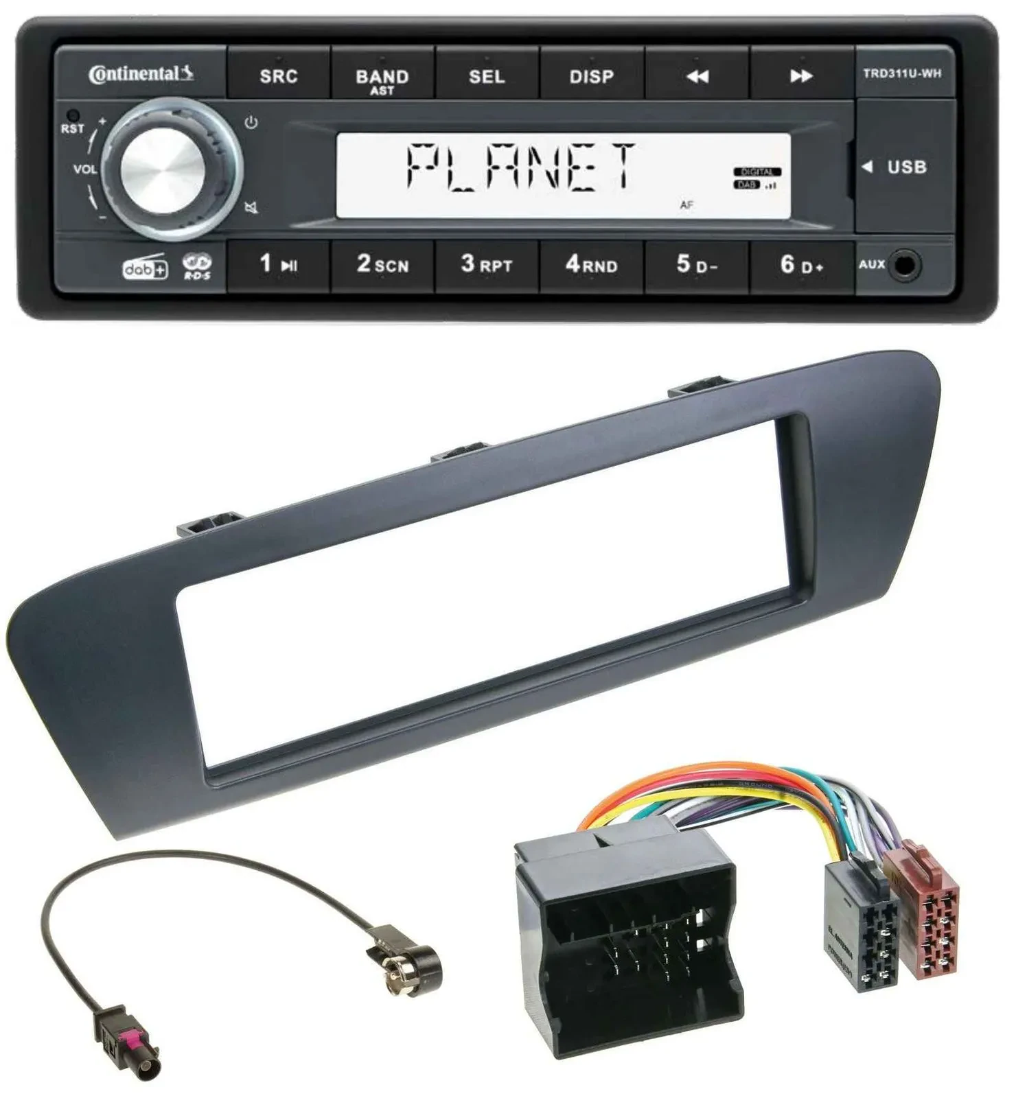 Continental MP3 AUX USB DAB 1DIN Autoradio für Renault Scenic (ab 12) - grau