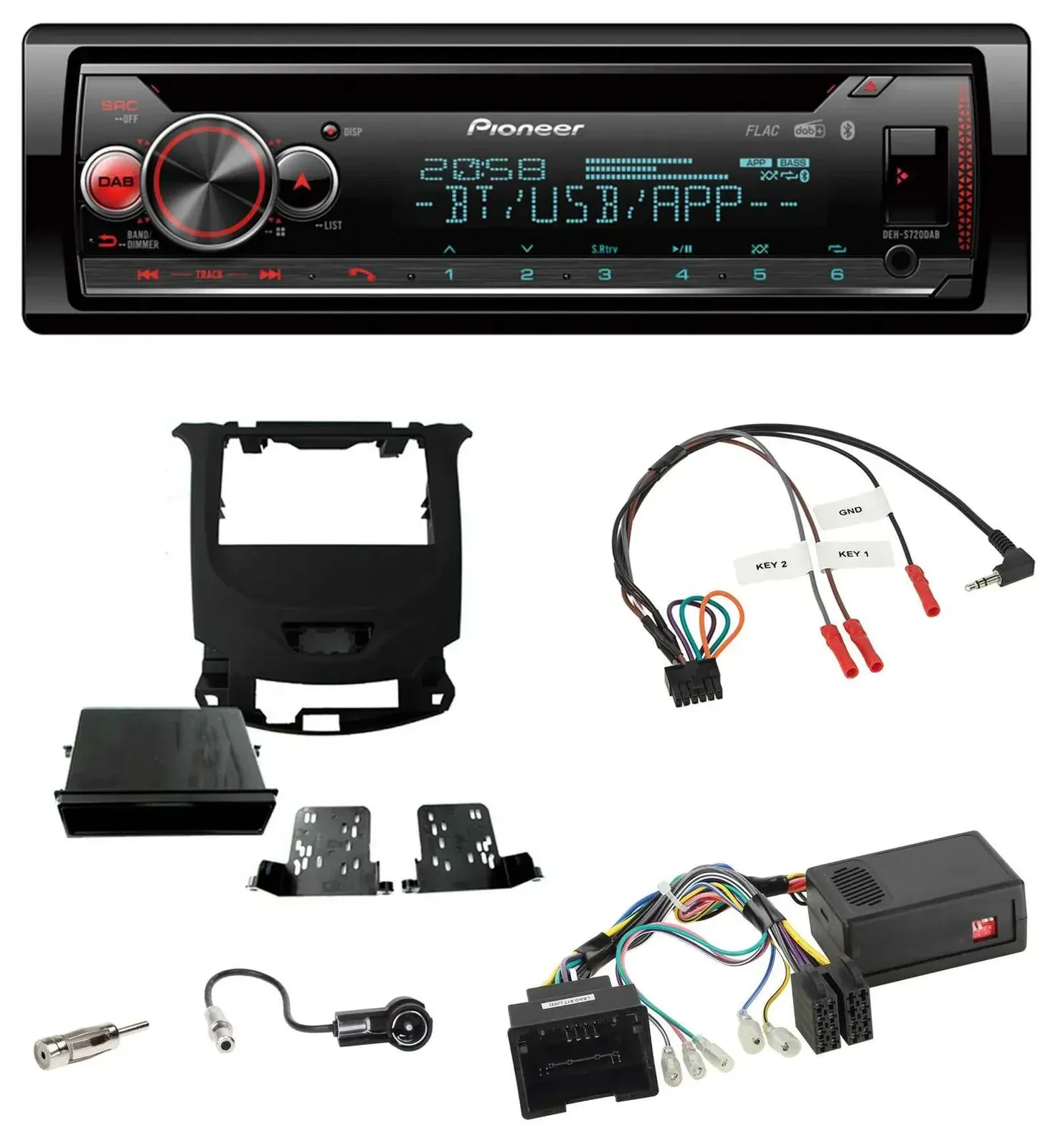 Pioneer Lenkrad DAB CD Bluetooth USB Autoradio für Chevrolet Cruze ab 2016 klavi