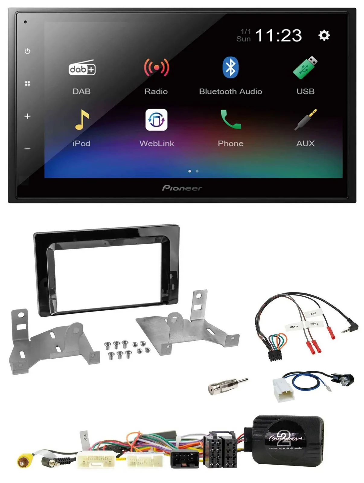 Pioneer USB Bluetooth DAB 2DIN Lenkrad Autoradio für Toyota Aygo AB7 ab 22 klavi