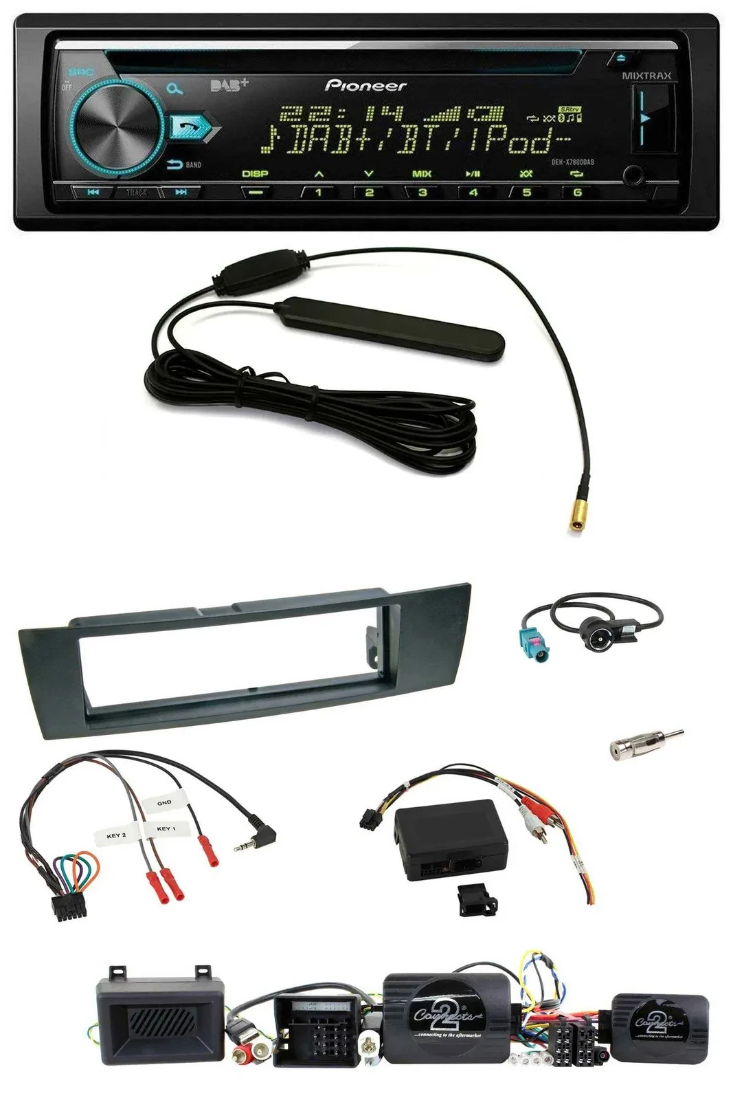 Автомагнитола Pioneer CD/MP3, DAB, USB для BMW 1 Series (E87) 2004–2013, поддержка управления на руле и PDC
