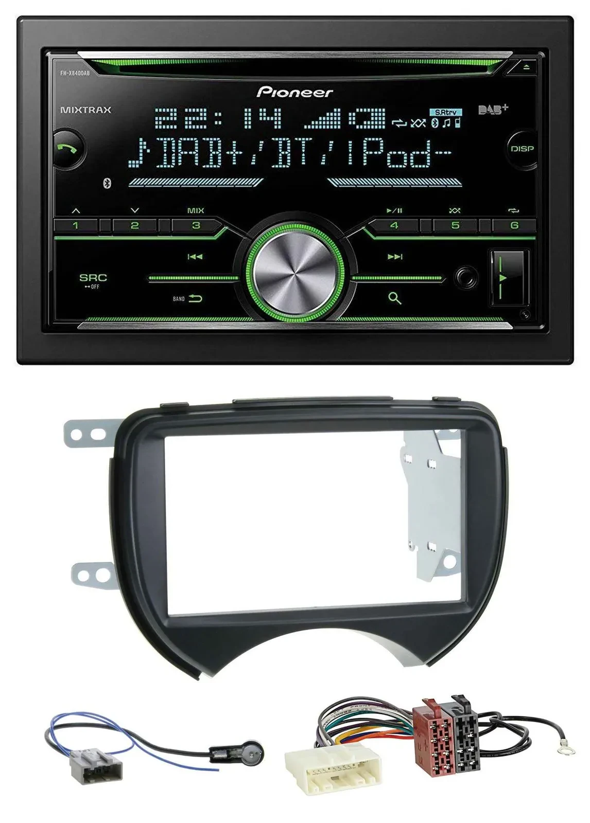 Pioneer Bluetooth MP3 DAB 2DIN USB CD Autoradio für Nissan Micra 10-13 schwarz