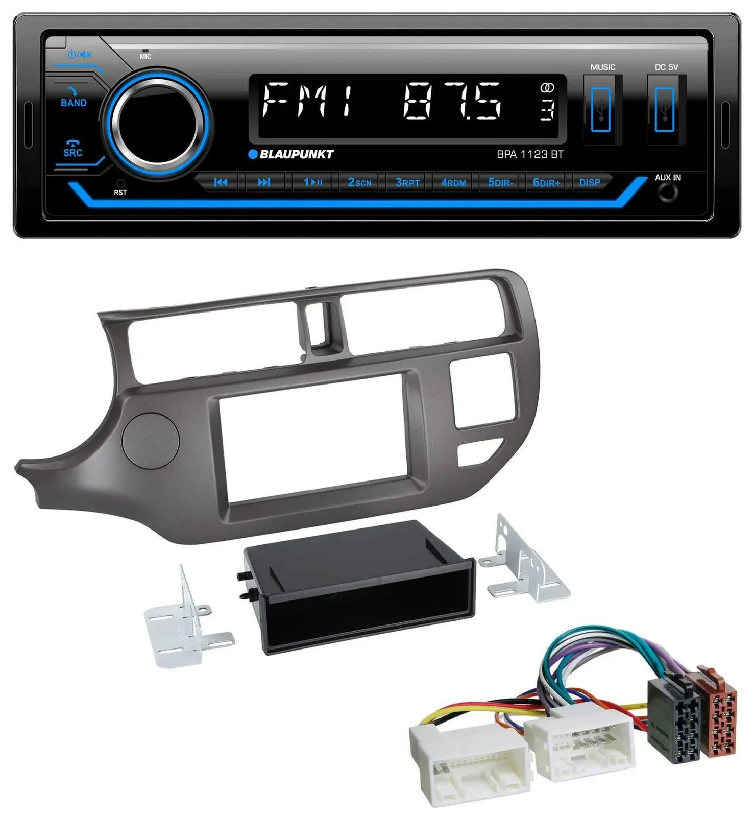 Blaupunkt MP3 Bluetooth USB AUX Autoradio für Kia Rio UB 2011-2014 anthrazit