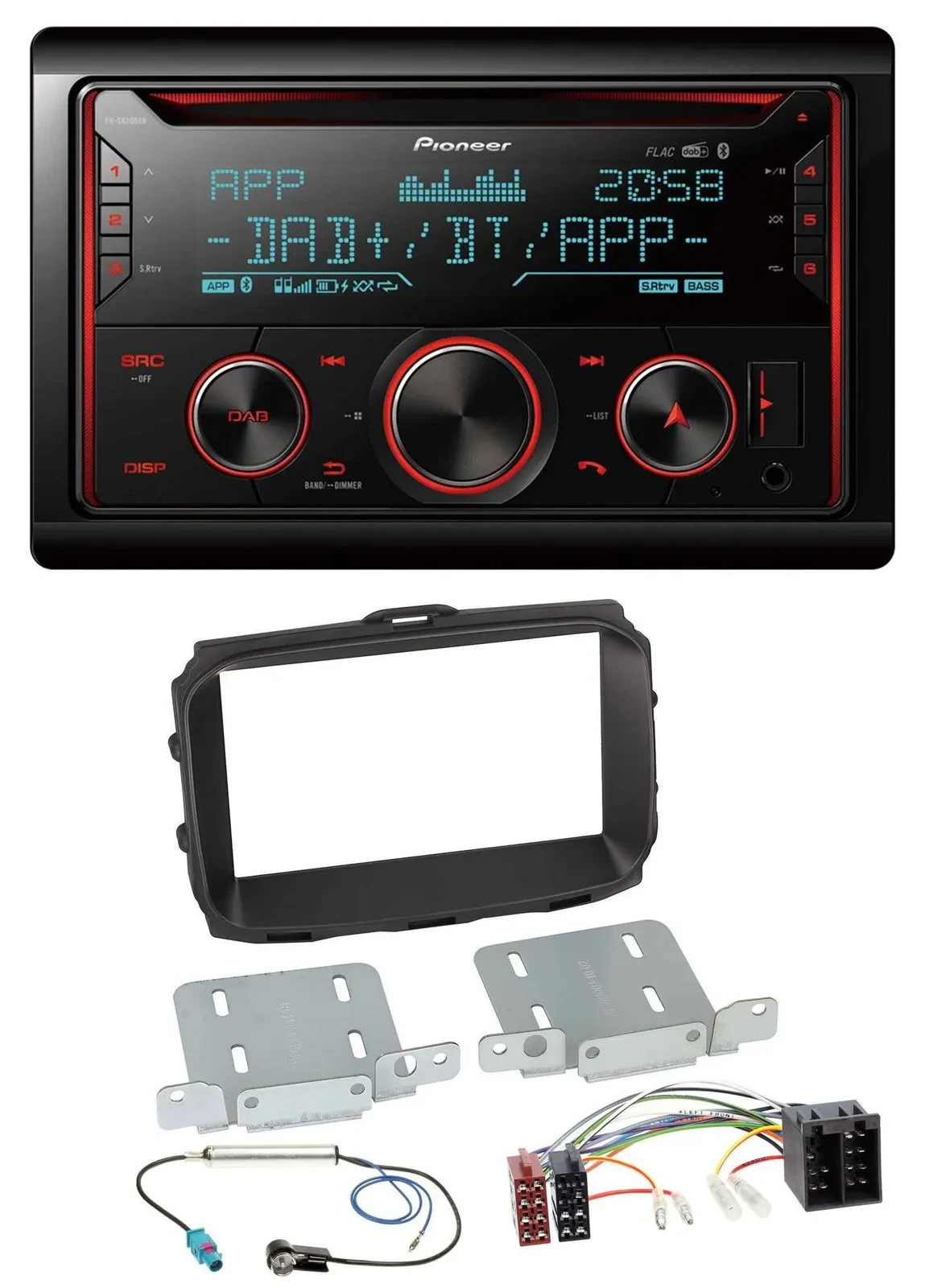 Автомагнитола Pioneer 2 DIN, DAB, CD, USB, Bluetooth для Alfa Romeo Giulietta (2013–2021), ISO