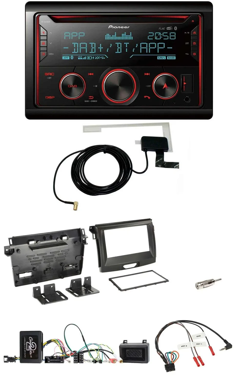Автомагнитола Pioneer 2DIN, DAB, USB, CD, Bluetooth для Ford Ranger (2AB, с 04/2020)