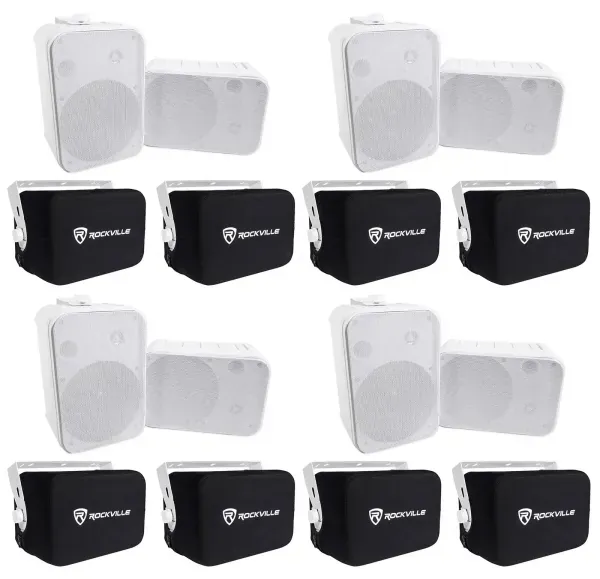 8 Rockville 6.5" 500w Outdoor Speakers+Waterproof Covers For Restaurant/Bar/Cafe