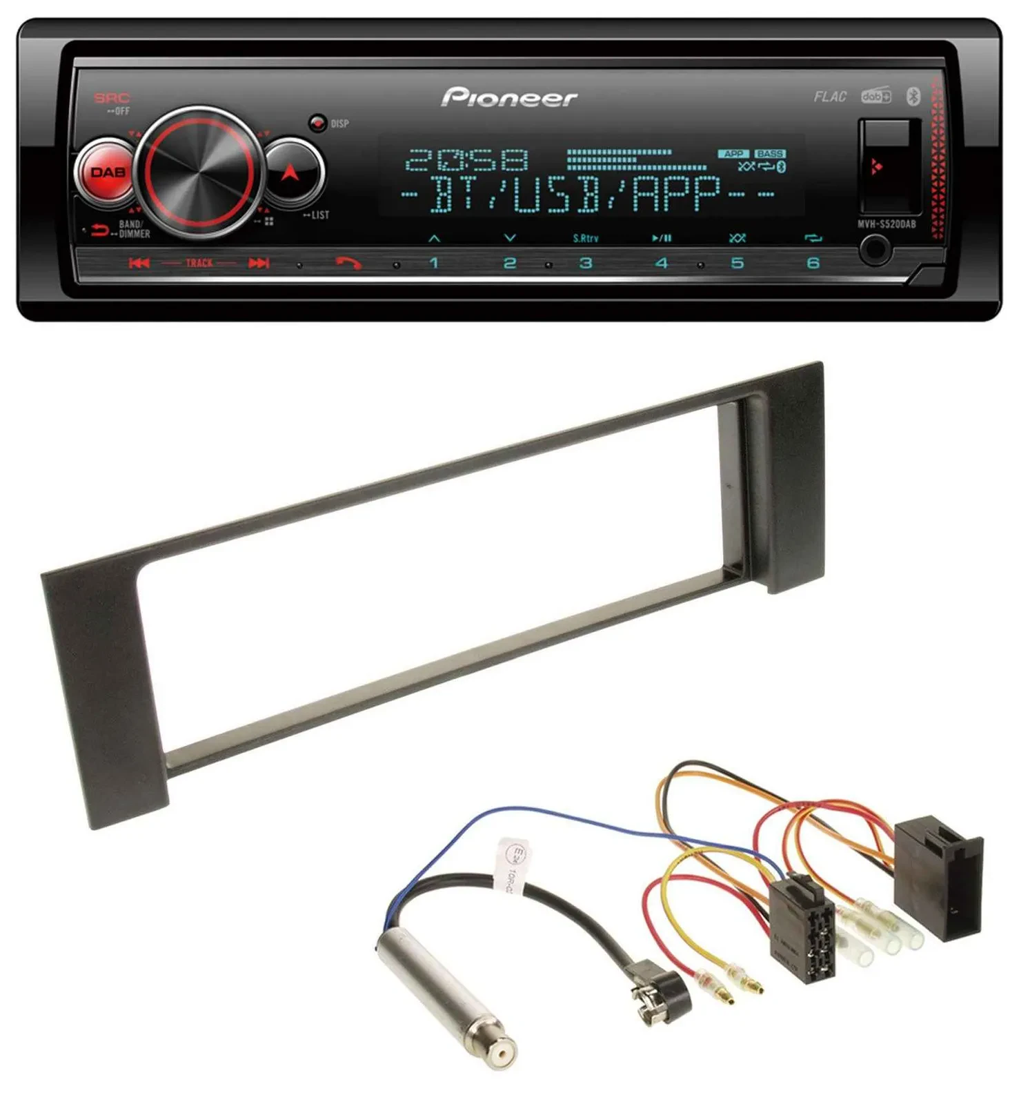 Pioneer Bluetooth USB MP3 DAB Autoradio für Audi A4 (B6, 00-04) - ISO