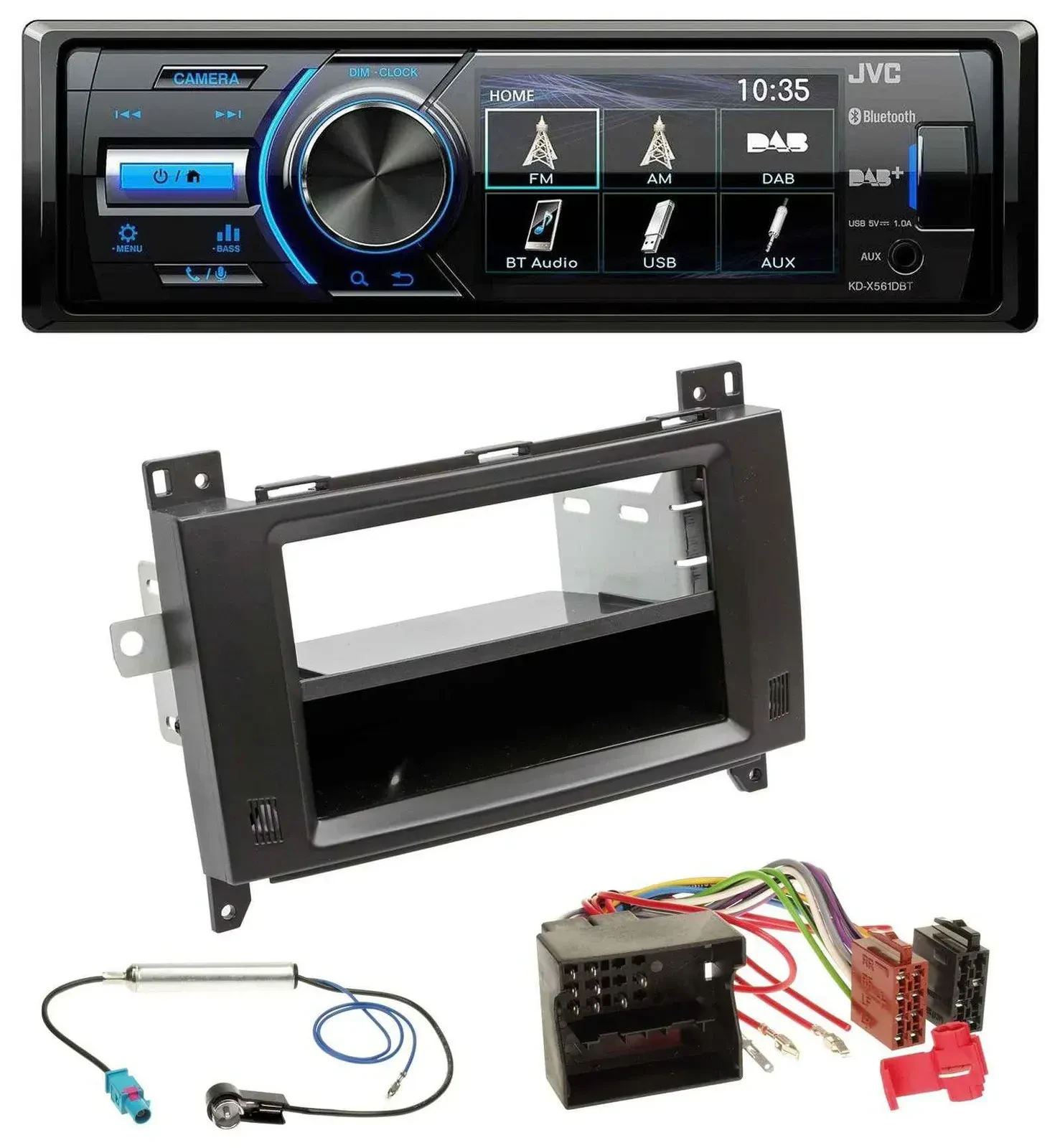 Автомагнитола JVC Bluetooth MP3 USB DAB для Mercedes Viano/Vito (2006–2014) черная