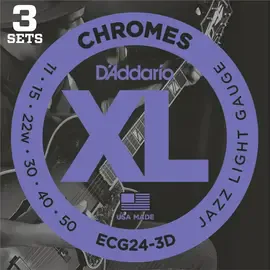 Струны для электрогитары D'Addario ECG24-3D XL Jazz Light 11-50 (3 комплекта)
