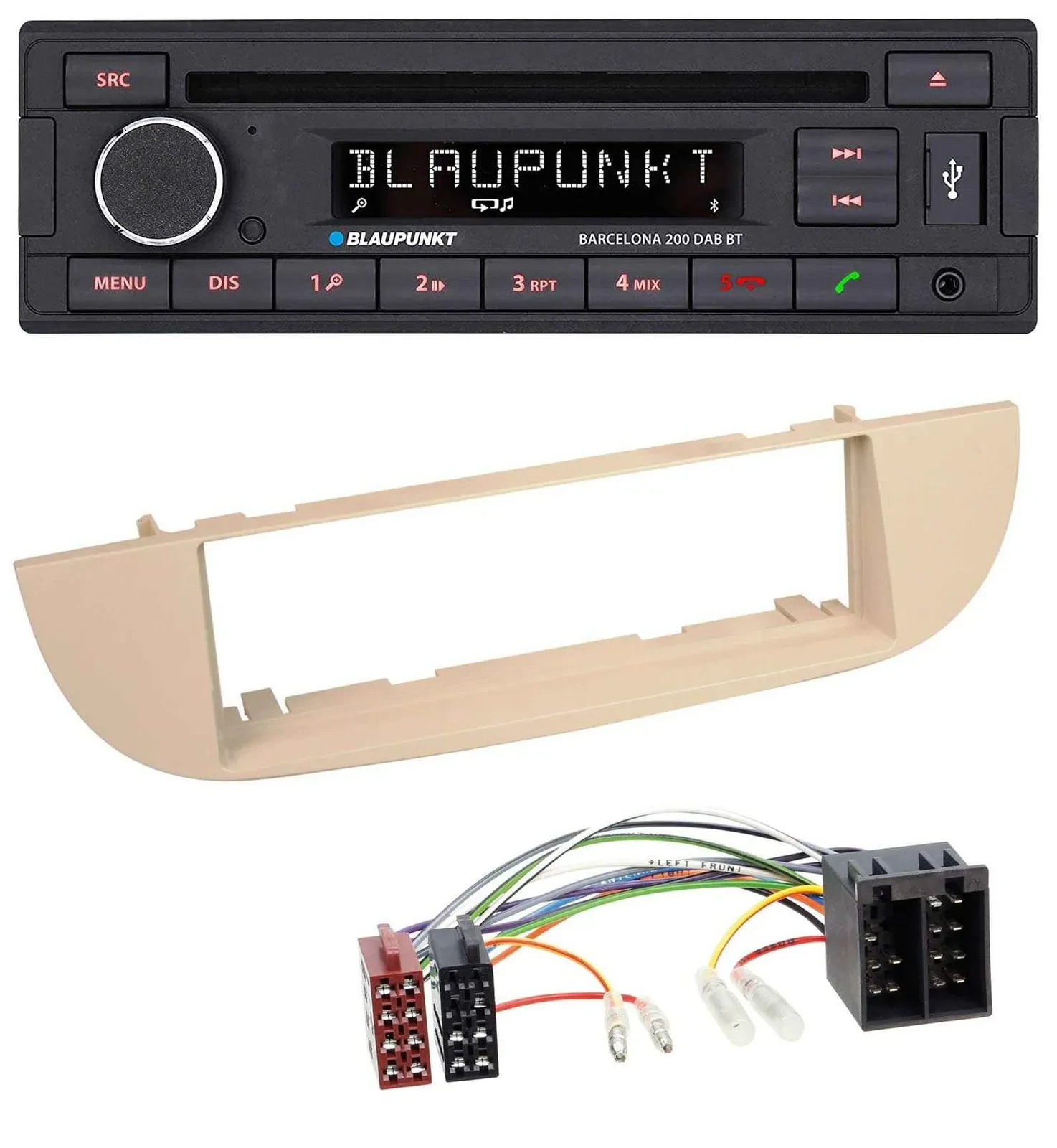 Автомагнитола Blaupunkt для Fiat 500 с 2007 года USB DAB CD Bluetooth MP3 жемчужно-серая бежевая
