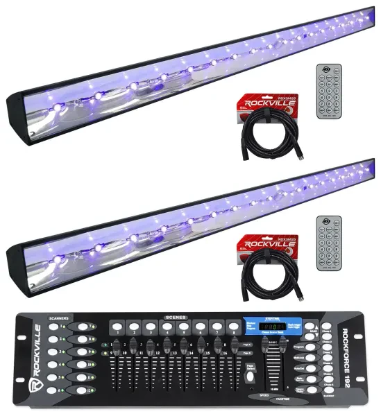 Ультрафиолетовый светильник American DJ ECO BAR UV DMX LED Black Light с DMX-пультом и аксессуарами (пара)