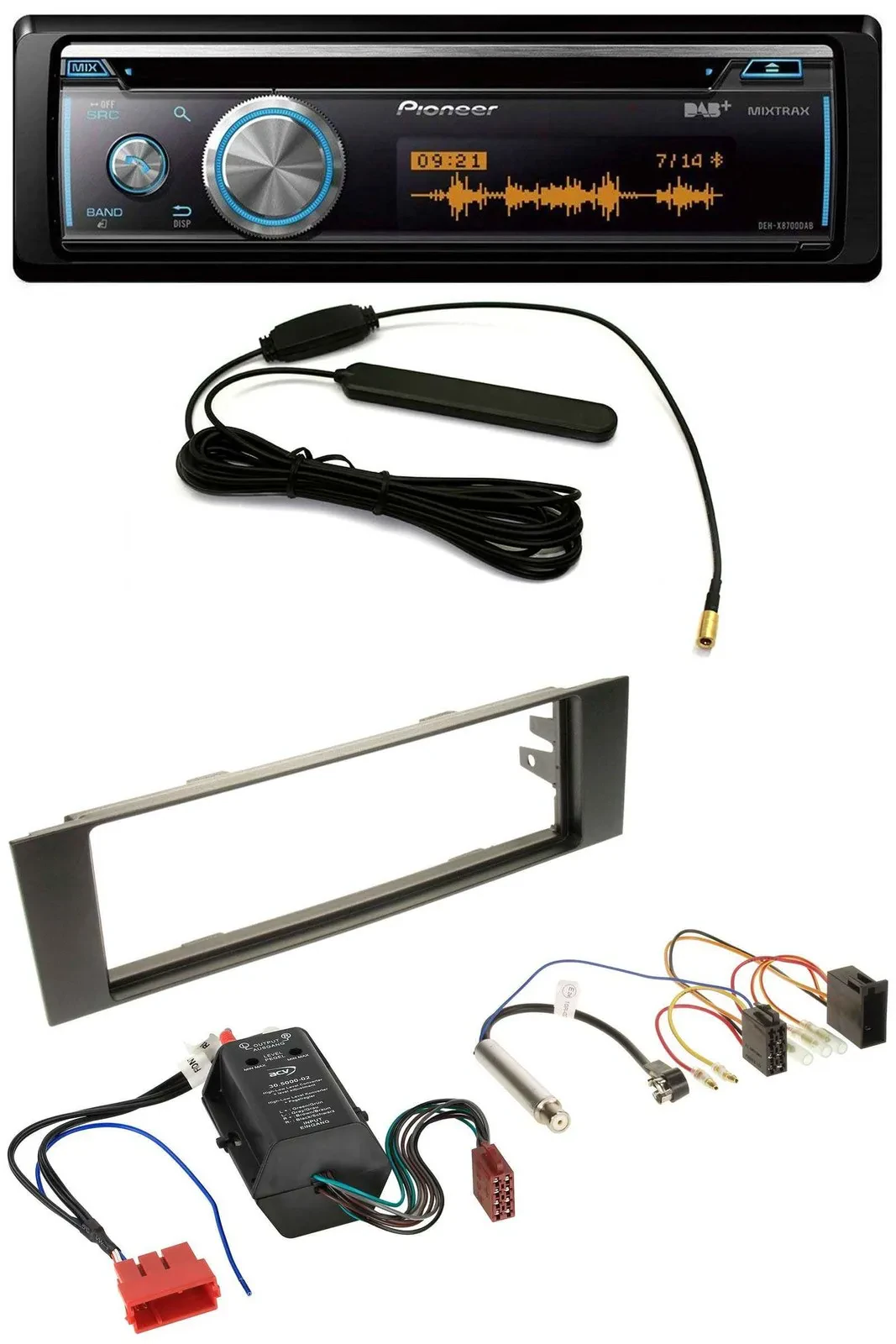 Автомагнитола Pioneer CD/USB/Bluetooth/DAB/MP3 для Audi A3 8P 2003–2006 (Bose активная система)