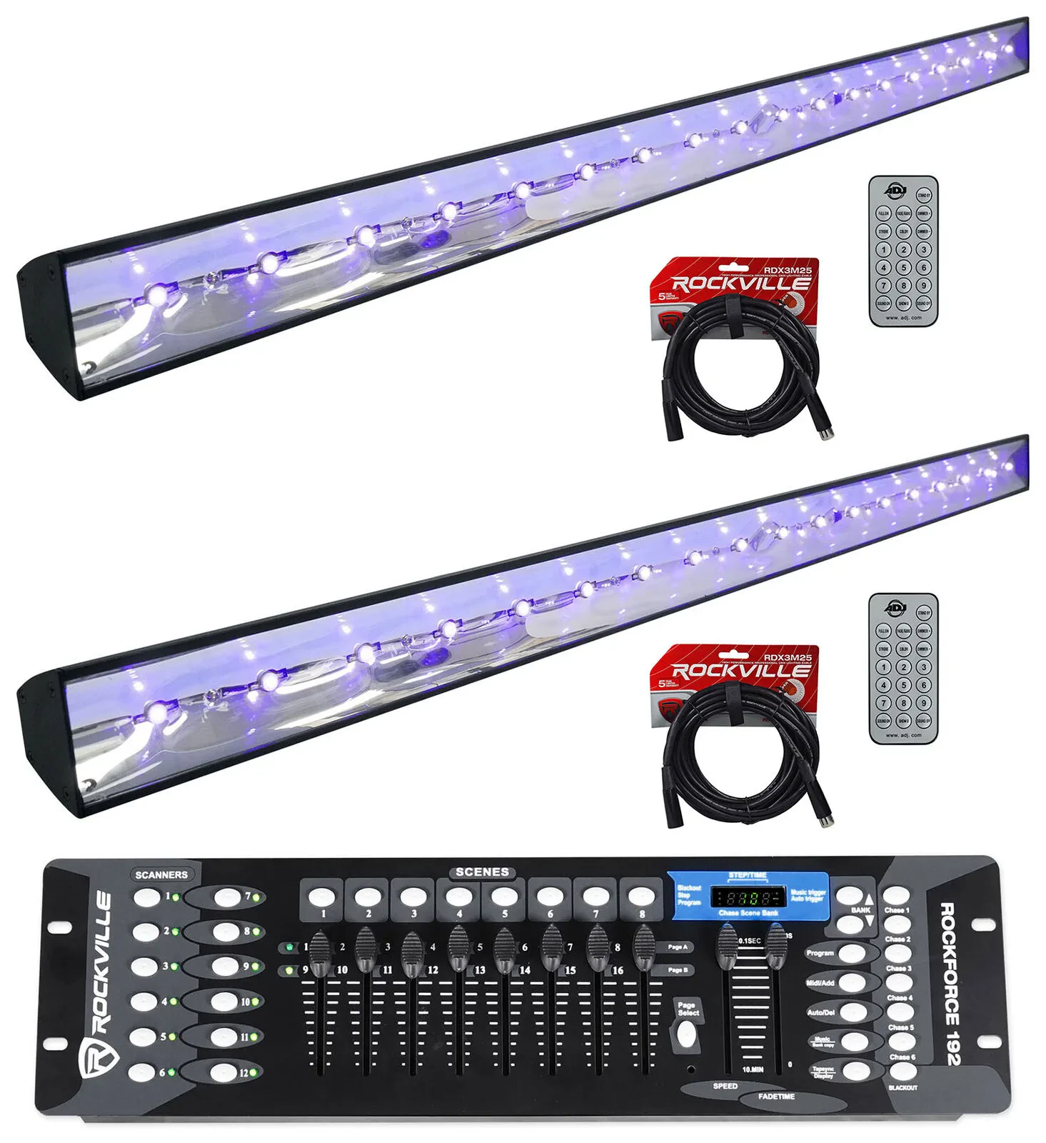 Ультрафиолетовый светильник American DJ ECO BAR UV DMX LED Black Light с DMX-пультом и аксессуарами (пара)