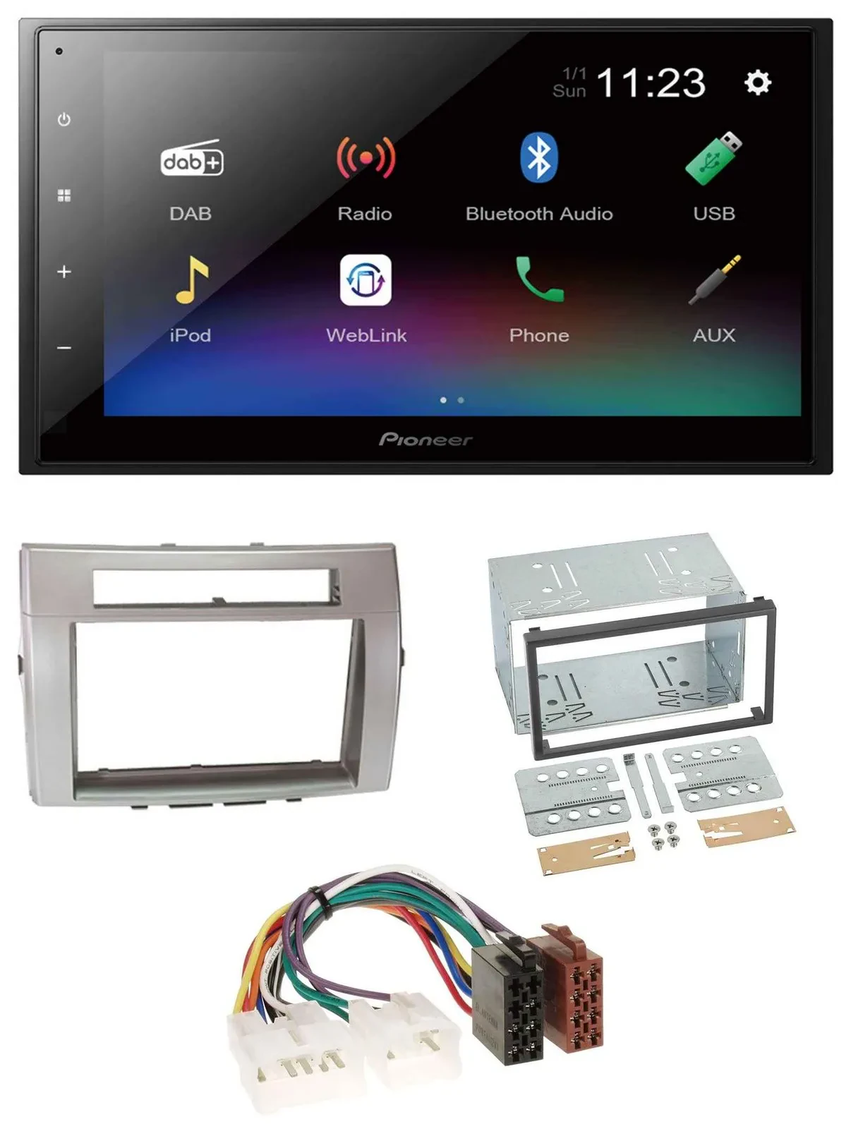 Автомагнитола Pioneer 2DIN USB Bluetooth DAB MP3 для Toyota Corolla Verso (2004–2009) серебристая