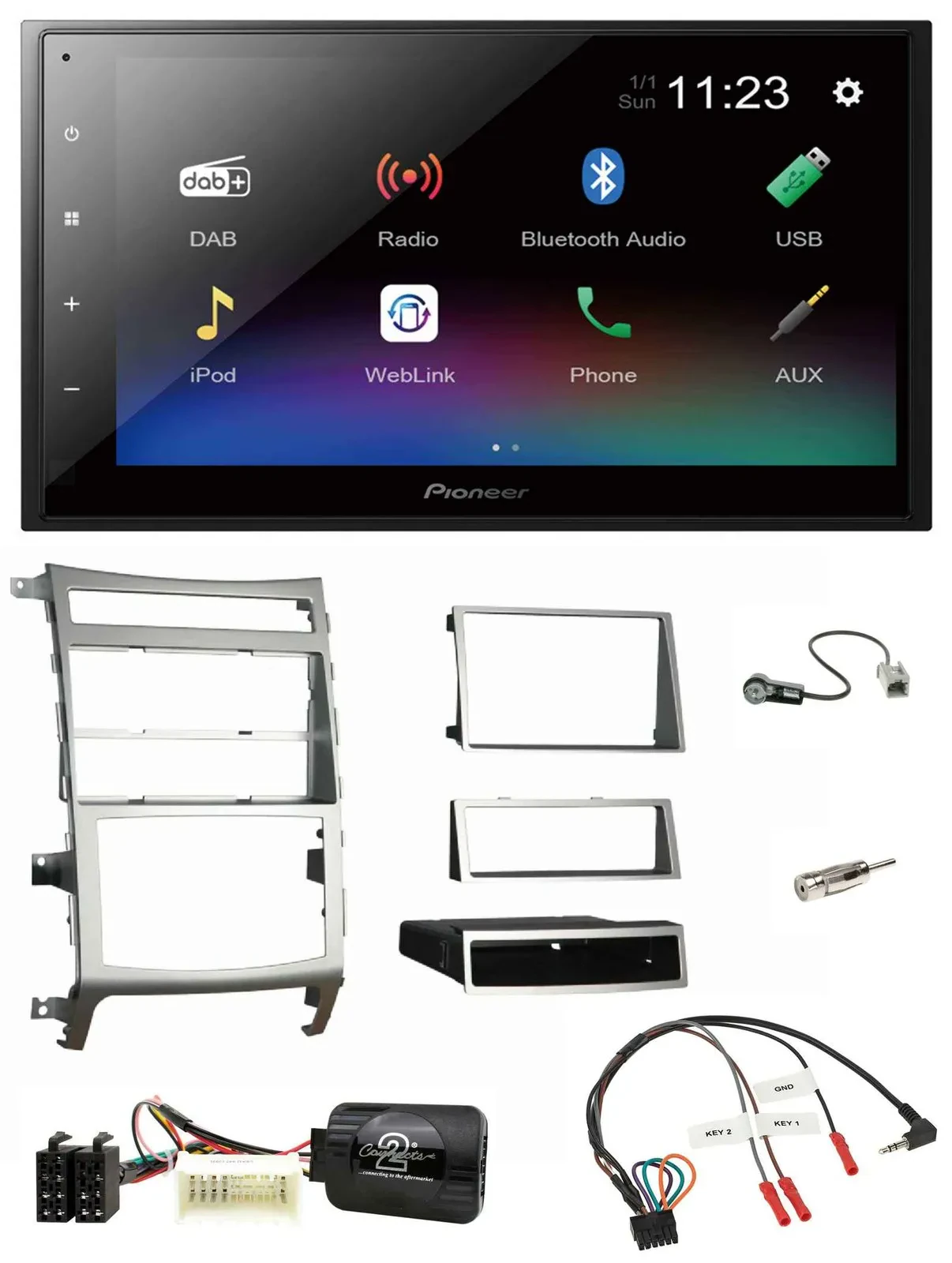 Pioneer USB Bluetooth DAB 2DIN Lenkrad Autoradio für Hyundai IX55 2009-2012 silb