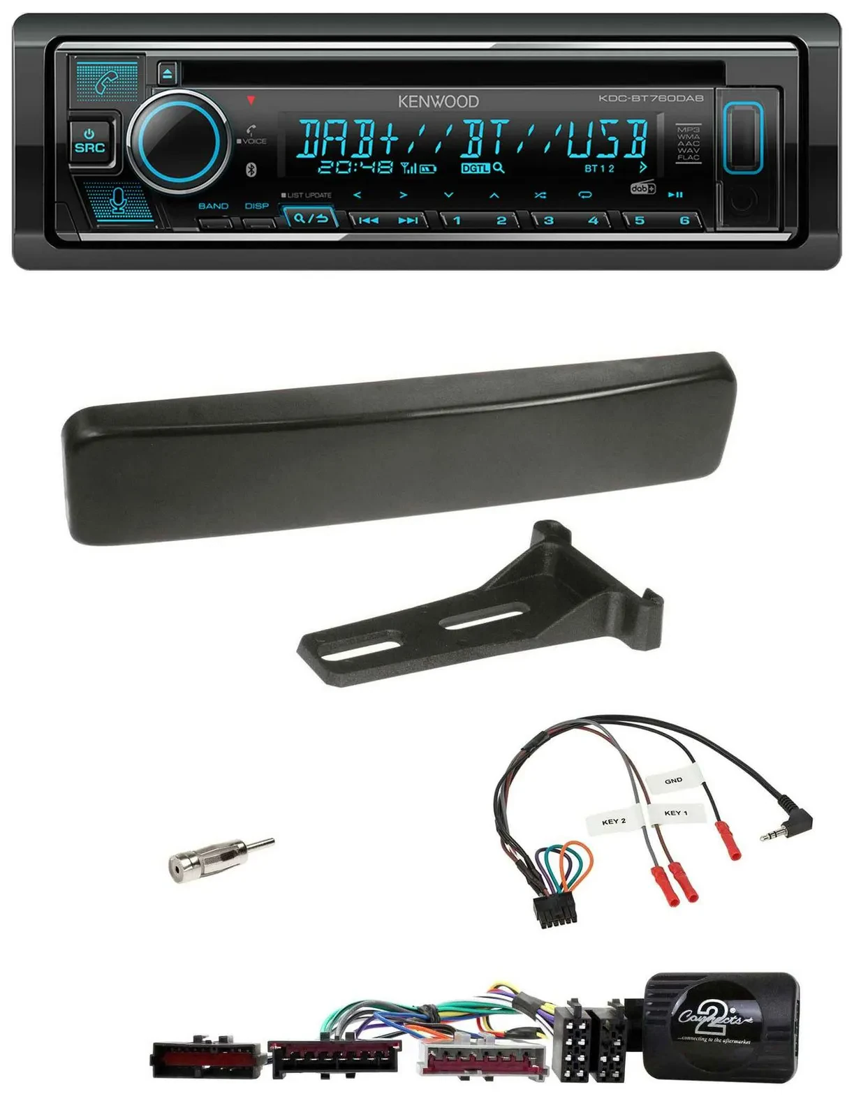 Kenwood Lenkrad Bluetooth DAB USB CD Autoradio für Ford Focus Mondeo schwarz