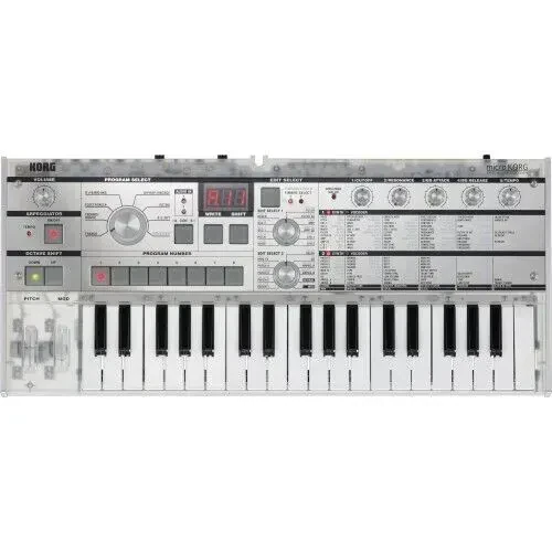 Синтезатор Korg microKORG Crystal 37 клавиш (мини), 4 голоса, вокодер 8‑полосный, прозрачный, с сумкой