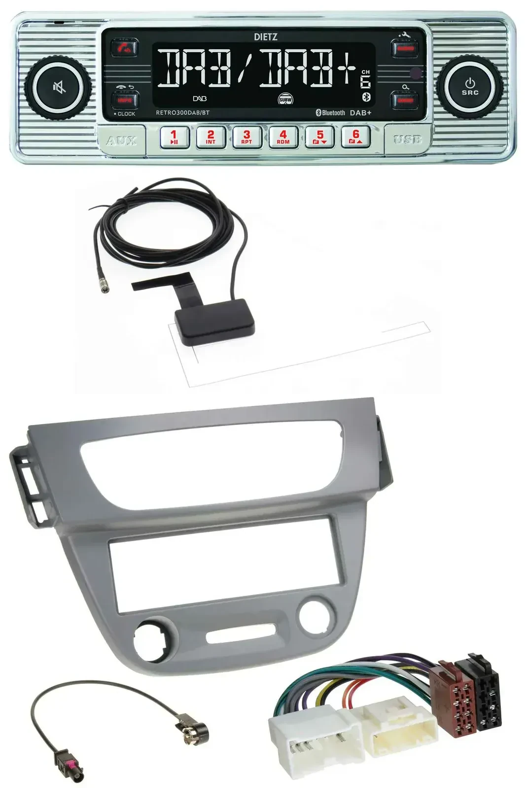 Dietz Bluetooth USB MP3 DAB Autoradio für Renault Megane 3 (12-14) - grau