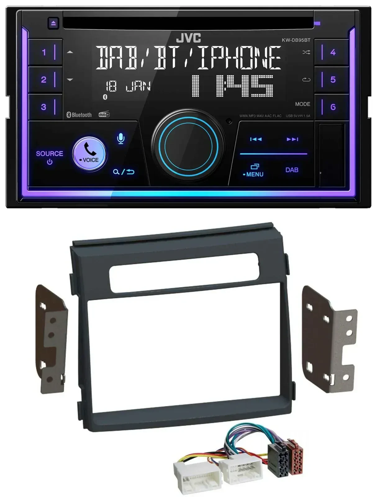 Автомагнитола JVC 2DIN DAB Bluetooth CD USB MP3 для Kia Soul (2011–2014)