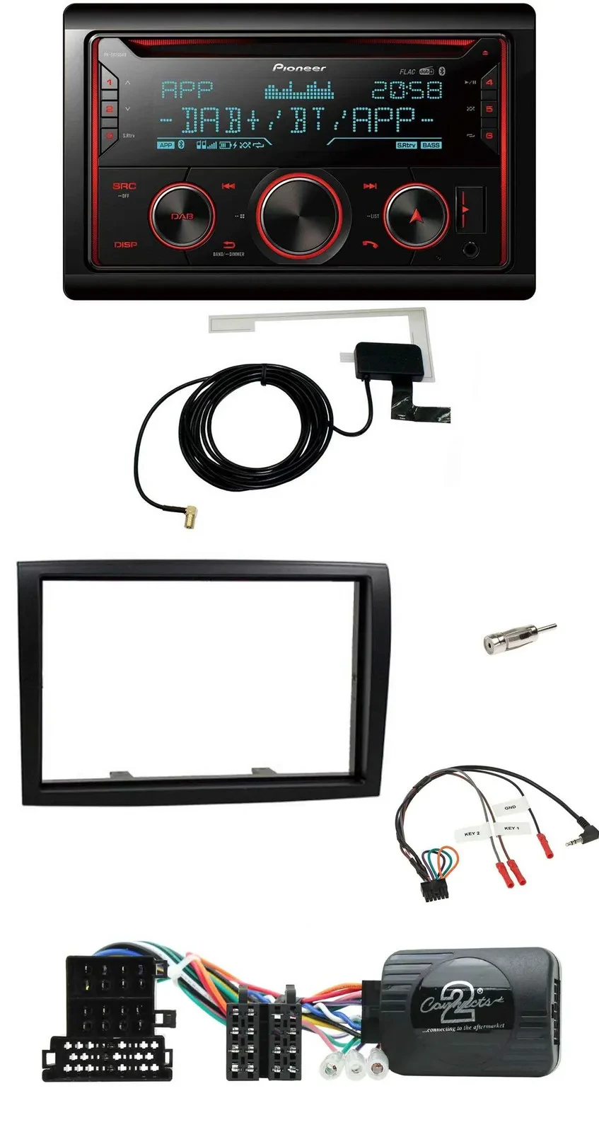 Автомагнитола для Citroen Jumper (2008–2011) Pioneer 2-DIN, DAB, USB, CD, Bluetooth, управление с руля