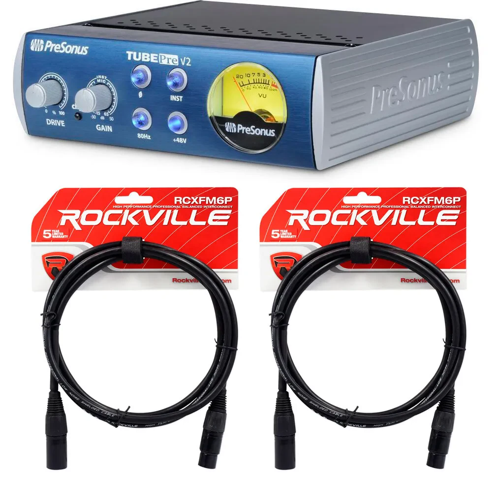 Микрофонный предусилитель PreSonus TubePre V2 с DI-боксом (набор, 2 XLR кабеля 6')