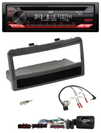 Автомагнитола JVC CD/DAB/USB/Bluetooth для Ford Mondeo 2000–2002, черный, с нишей, поддержка кнопок на руле