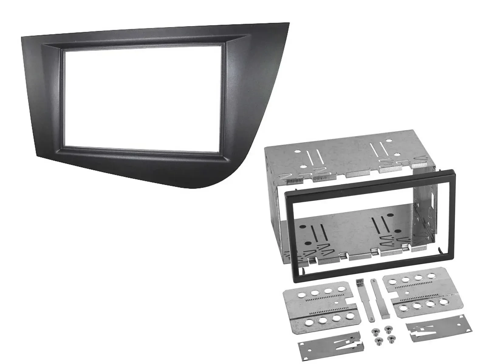 Einbaurahmen Set Doppel DIN Autoradio für Seat Leon (schwarz)