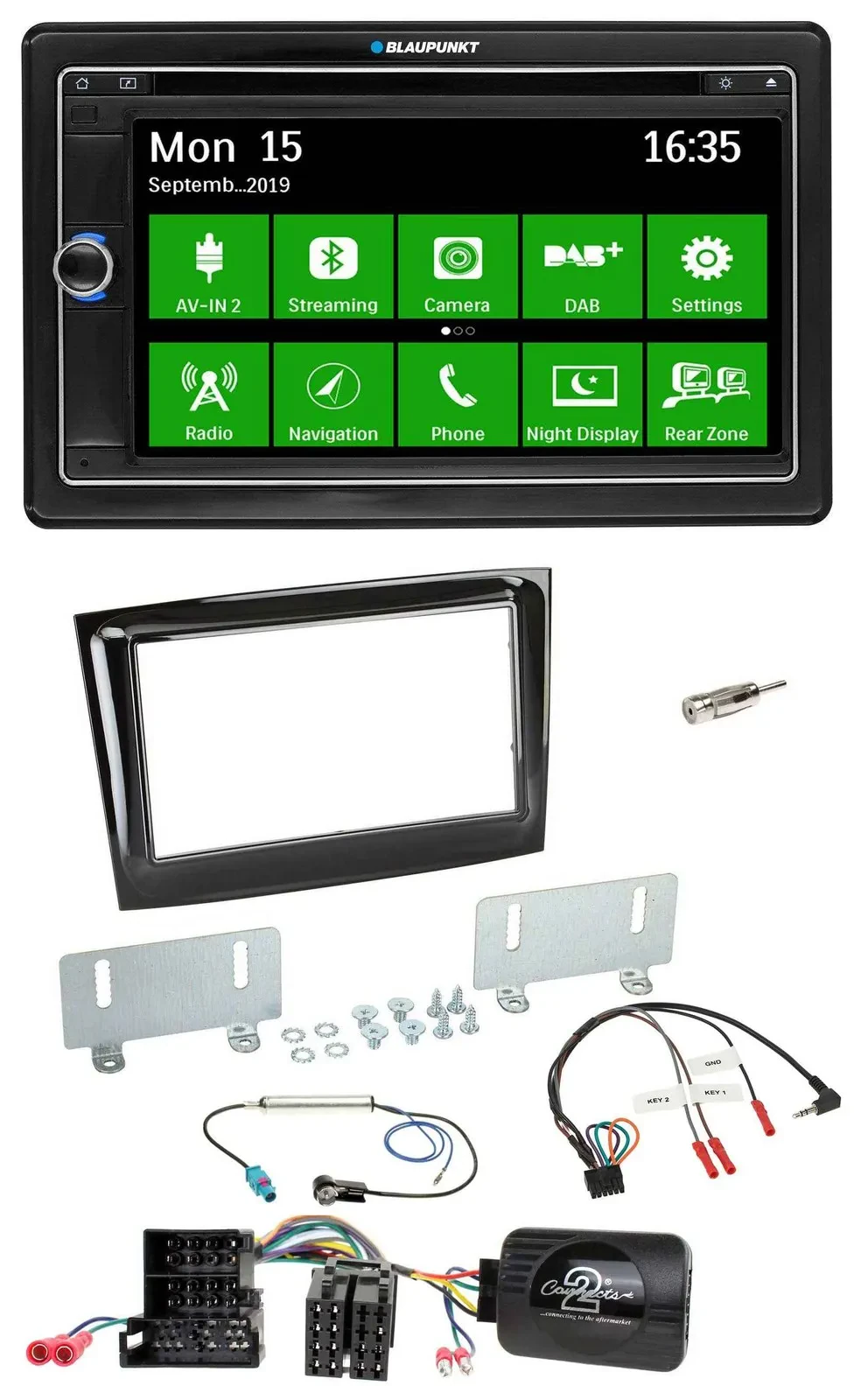 Blaupunkt Bluetooth 2DIN Lenkrad DAB USB TMC Navigation für Fiat Doblo ab 15 Min