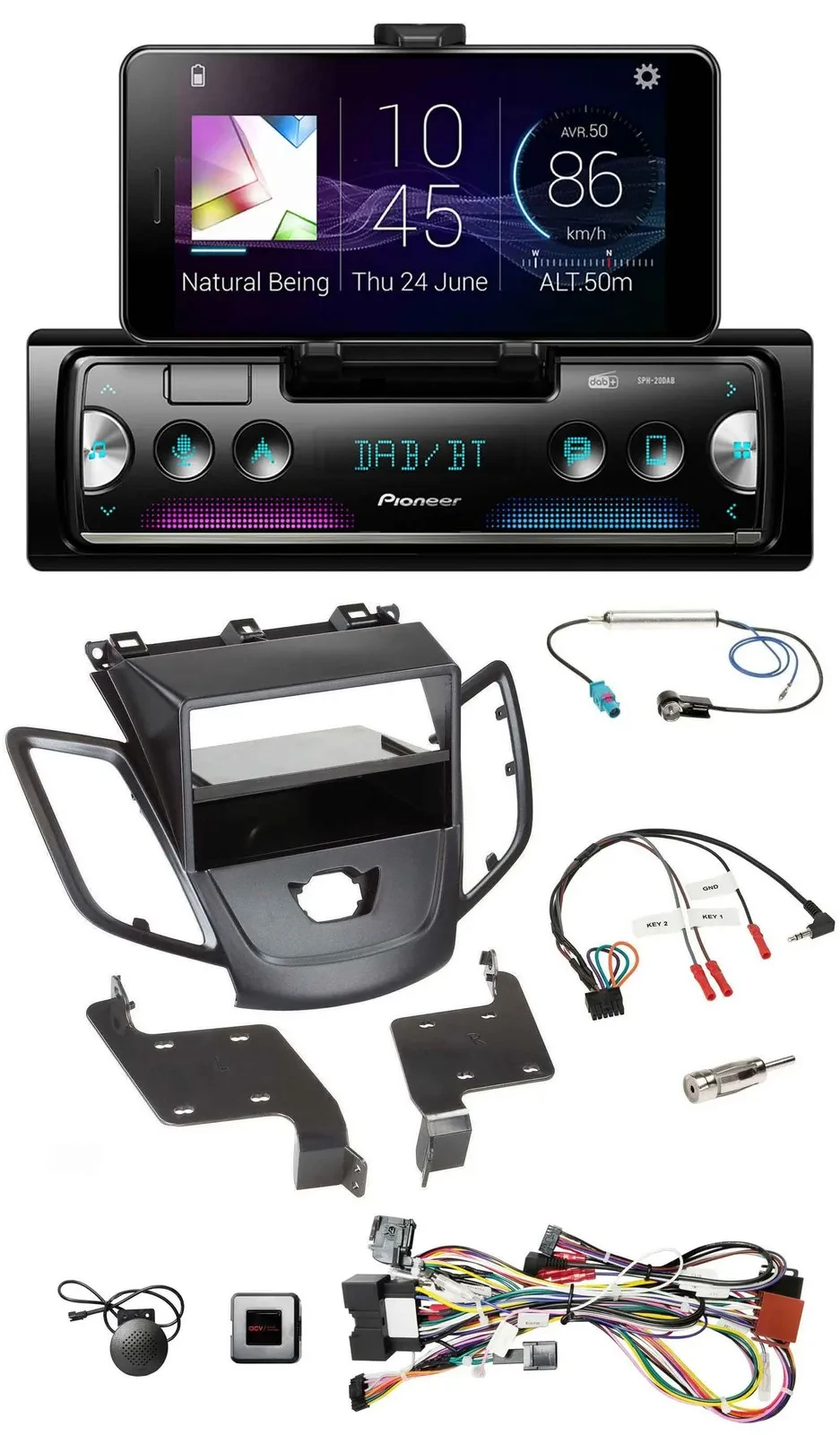 Pioneer USB Lenkrad Bluetooth DAB Autoradio für Ford Fiesta 08-10 ohne Display s