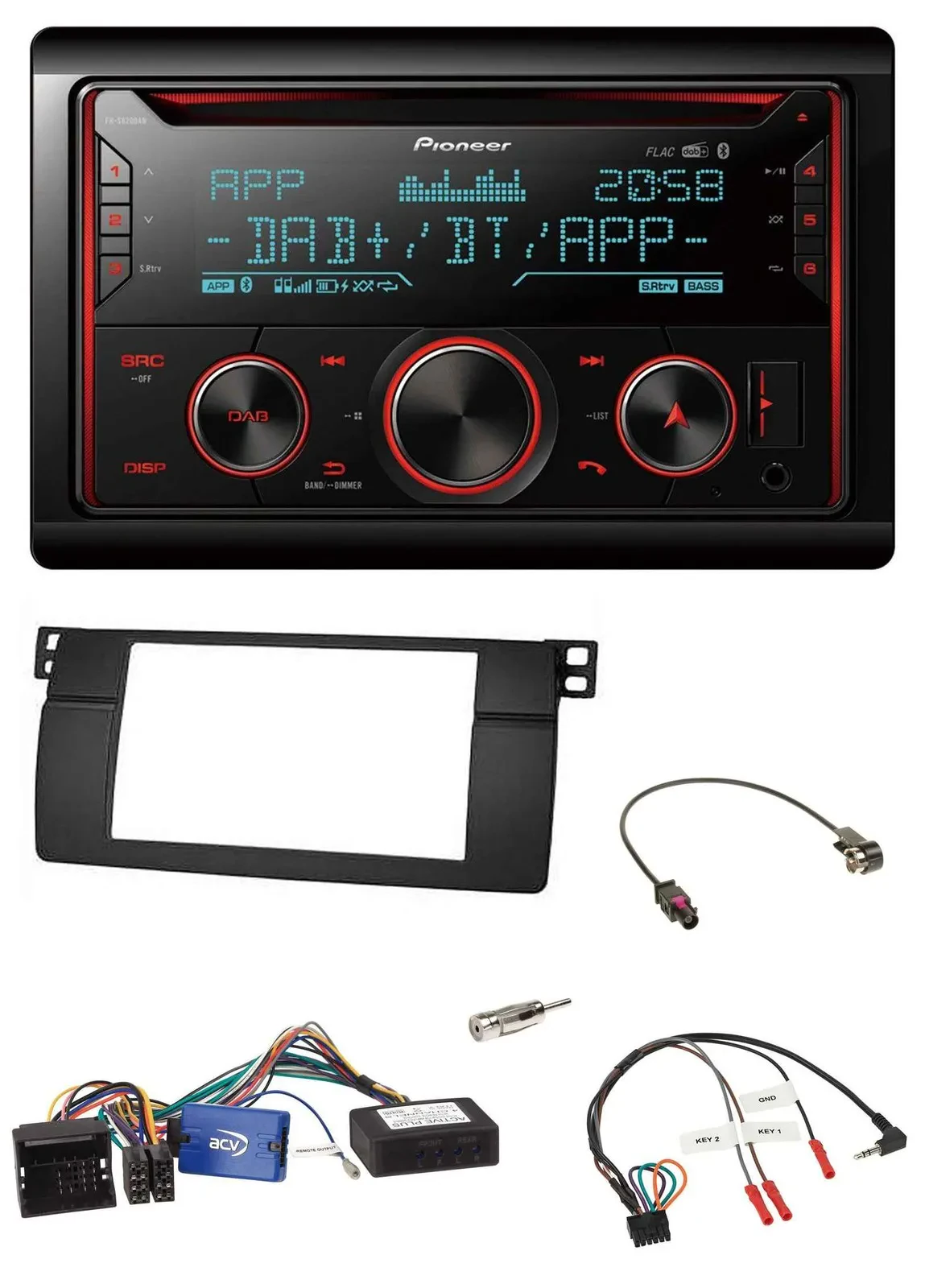 Pioneer 2DIN DAB Lenkrad Bluetooth USB CD Autoradio für BMW 3er 2002-2006 E46 sc