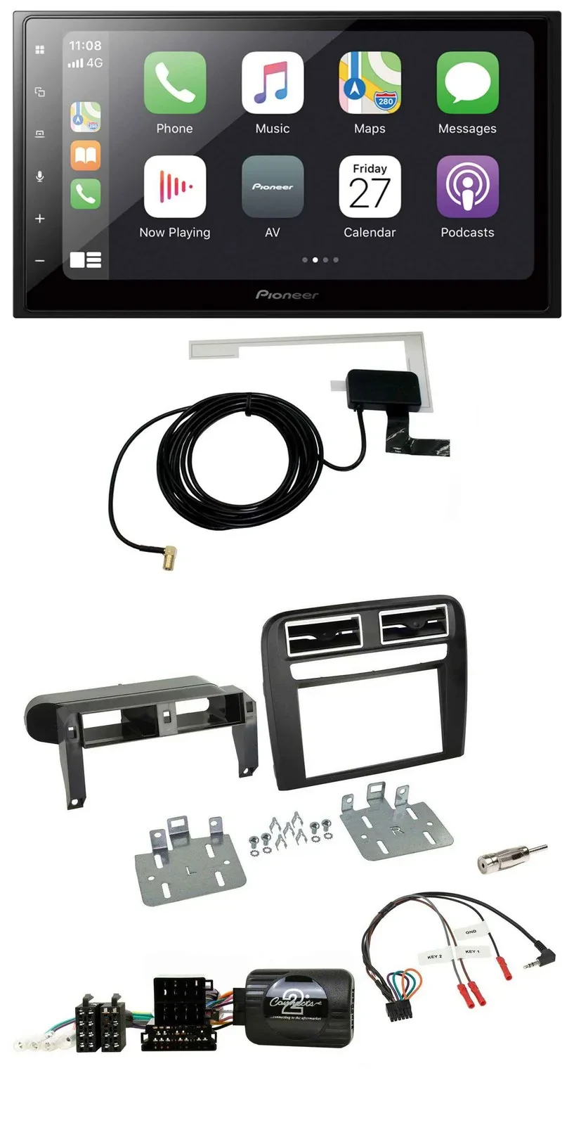 Pioneer USB Lenkrad 2DIN Bluetooth DAB Autoradio für Fiat Grande Punto 06-09 sch