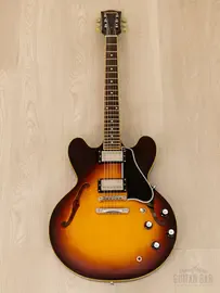 Электрогитара полуакустическая Edwards E-SA-125-LTS Carved Top 335 HH Sunburst Satin Lacquer w/case Japan 2013