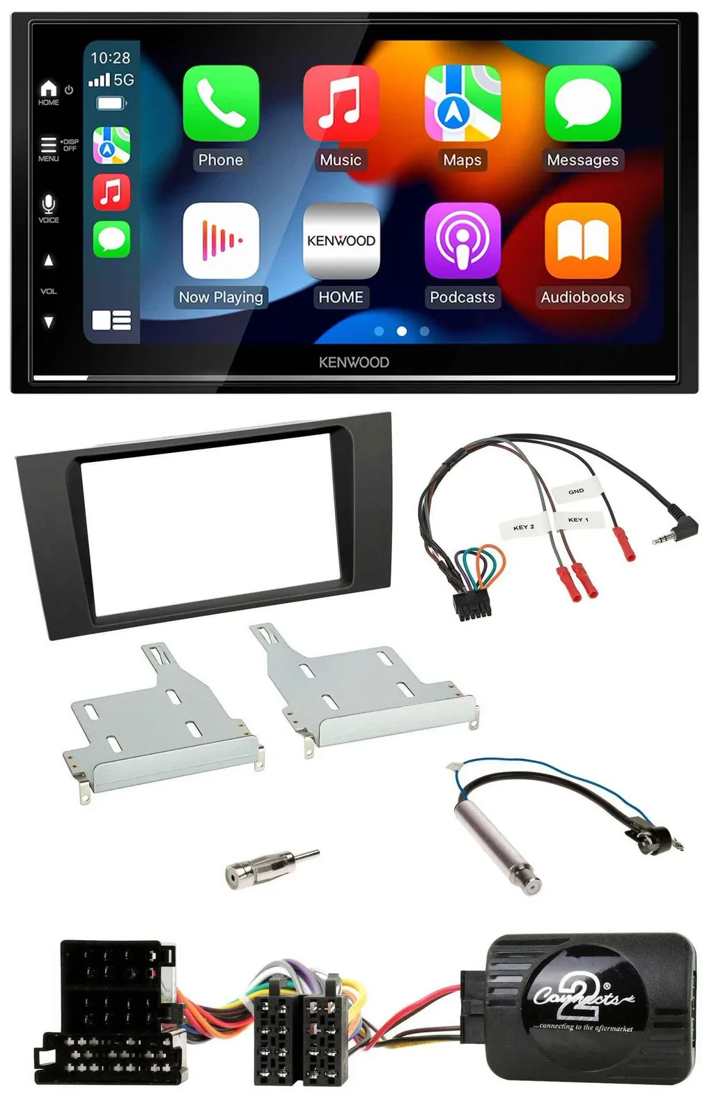 Kenwood DAB USB Bluetooth 2DIN Lenkrad Autoradio für Audi A4 1999-2001