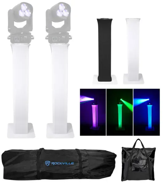 (2) Totem Stands+Black+White Scrims For (2) Elation Rayzor 360Z Lights