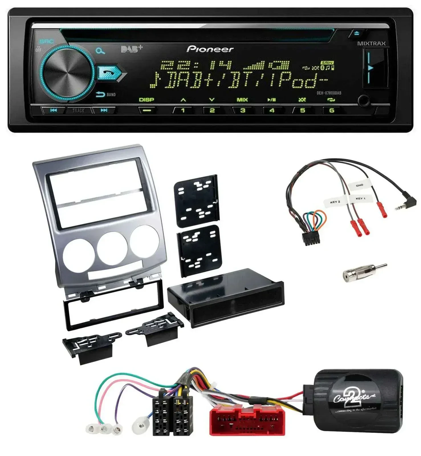 Pioneer DAB Lenkrad CD USB Bluetooth Autoradio für Mazda 5 CR 2005-2010 silber