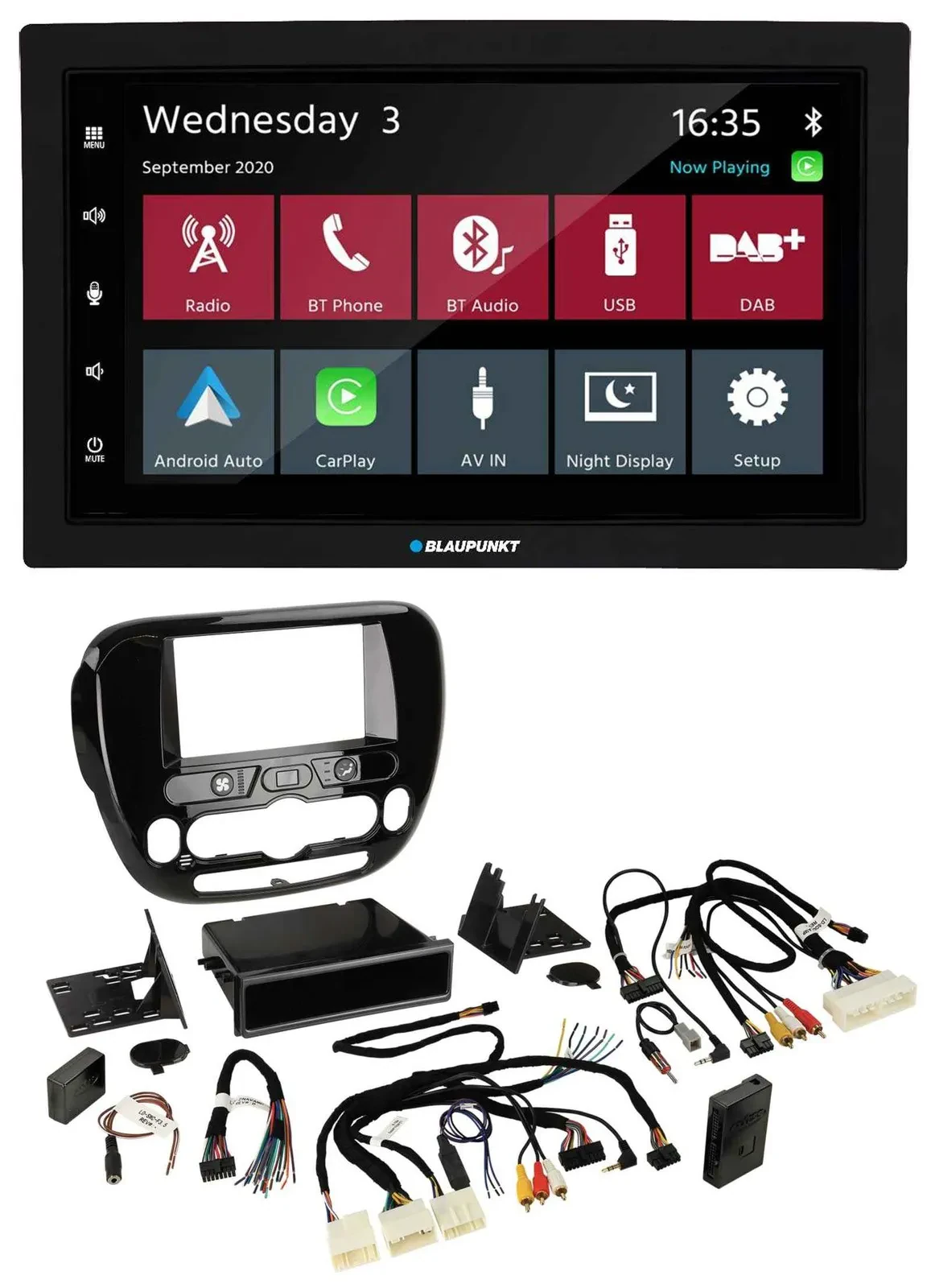 Blaupunkt 2DIN Lenkrad USB Bluetooth DAB Autoradio für Kia Soul ab 2014 Klima