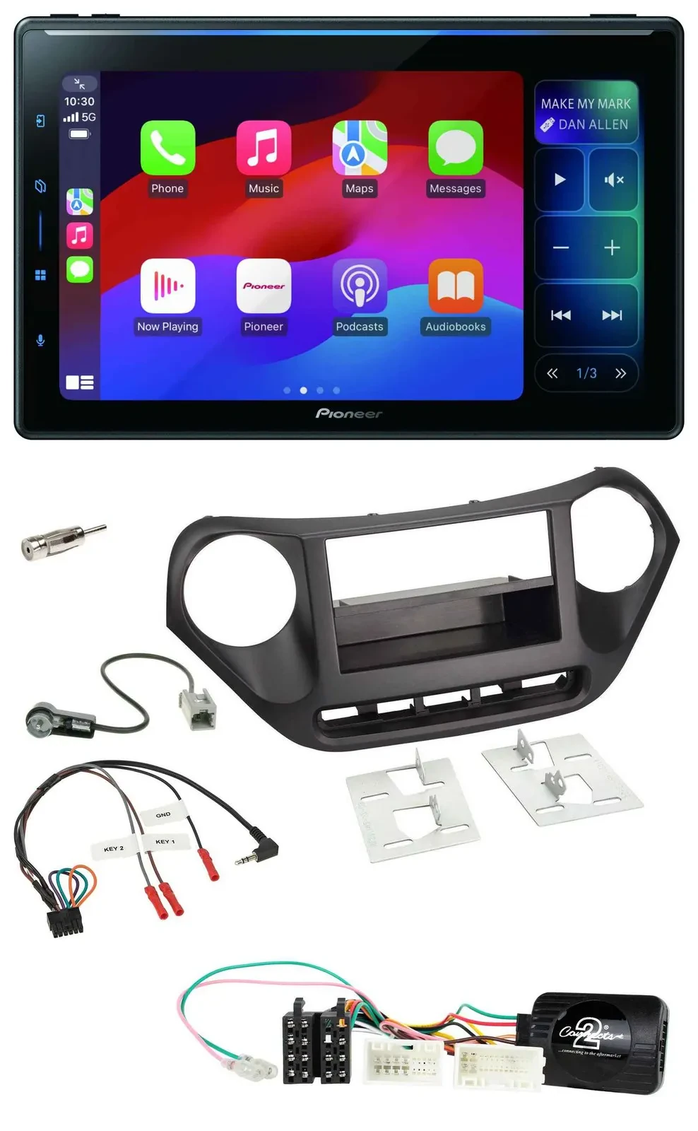 Pioneer Bluetooth DAB Lenkrad USB Autoradio für Hyundai i10 ab 2014 schwarz