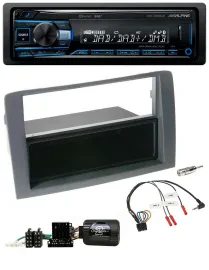 Alpine USB Bluetooth DAB Lenkrad Autoradio für Fiat Idea 2006-2011 grau